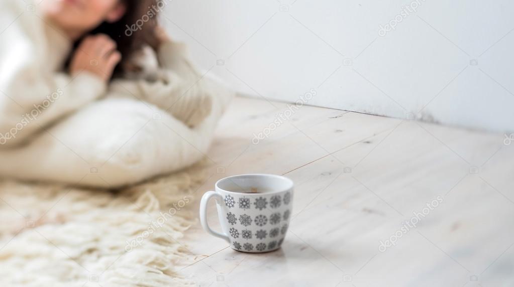 woman with cup of hot chocolate