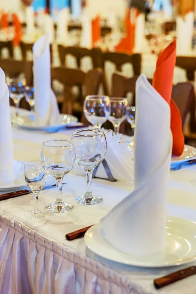 Banquet table in restaurant — Stock Photo, Image