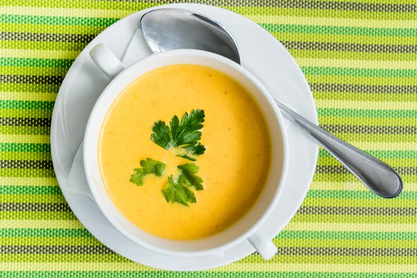Pumpkin soup in plate — Stock Photo, Image