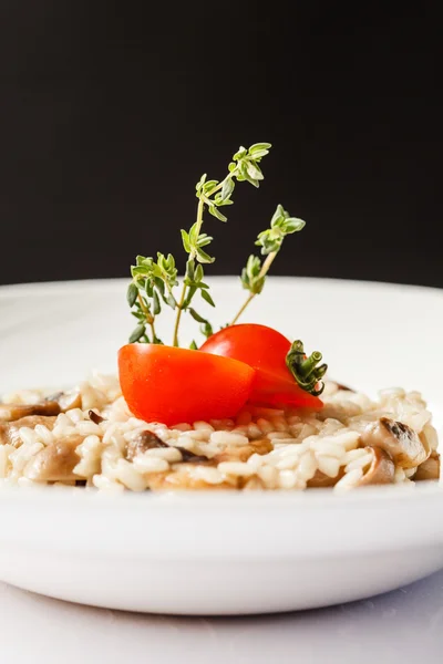 접시에 버섯과 리소 토 — 스톡 사진
