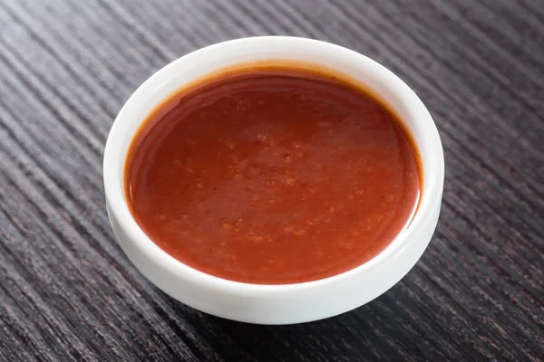 Bbq sauce in plate — Stock Photo, Image