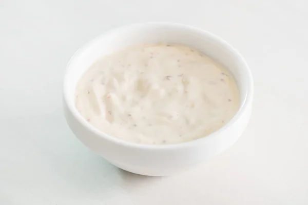 White sauce in plate — Stock Photo, Image