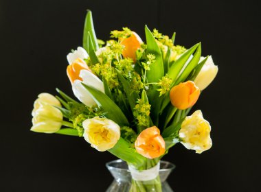 Bahar çiçekleri siyah