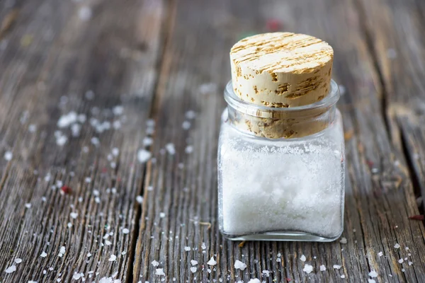 Salt in little bottle — Stock Photo, Image