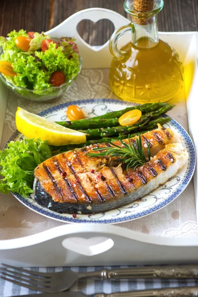 Grillezett lazac steak — Stock Fotó