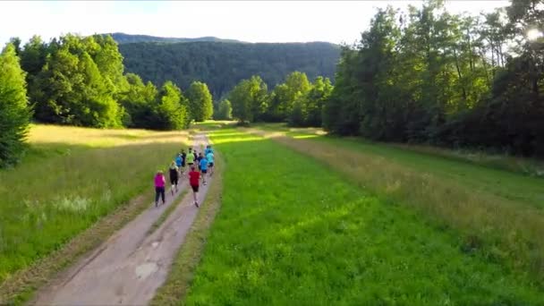 Fältet med män på jog — Stockvideo