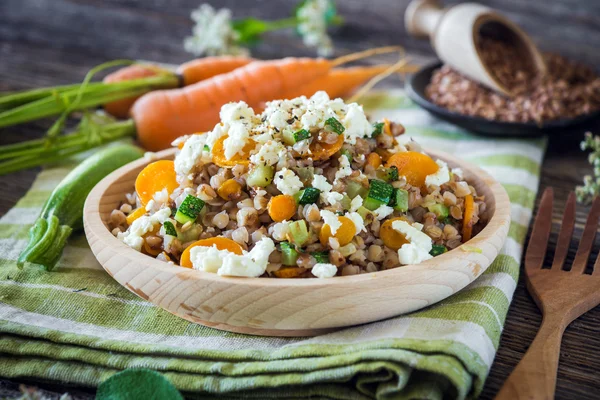 Buckwheat cereal with vegetables — Stock Photo, Image