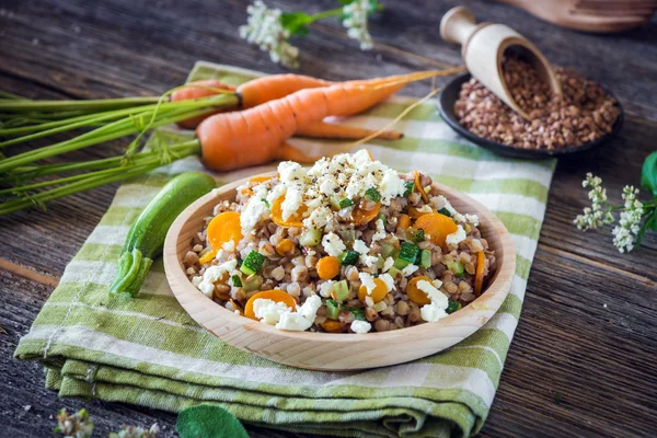 Buckwheat cereal with vegetables — Stock Photo, Image