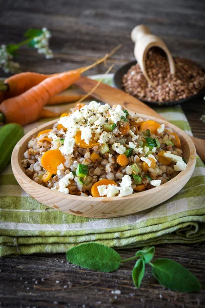 Buckwheat cereal with vegetables — Stock Photo, Image