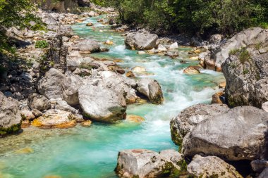 Turkuaz nehir Triglav Ulusal Parkı 