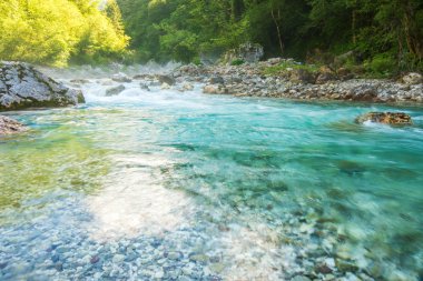 Turkuaz nehir Triglav Ulusal Parkı 