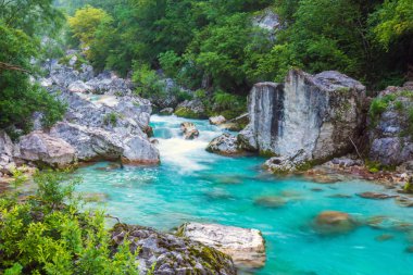 Turkuaz nehir Triglav Ulusal Parkı 
