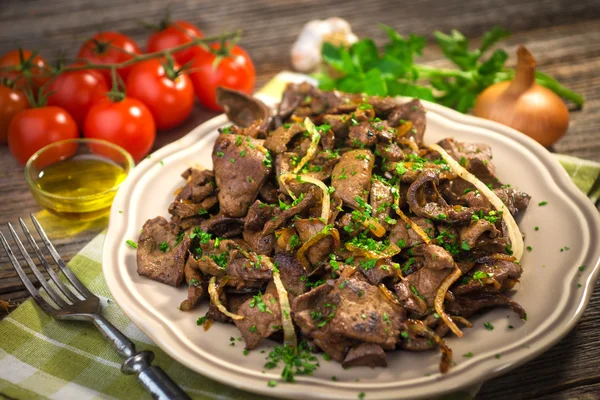 Grilled Liver with Onions — Stock Photo, Image