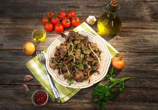 Grilled Liver with Onions — Stock Photo, Image