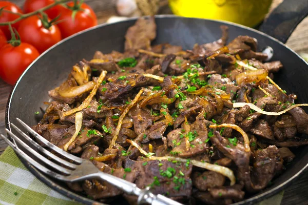 Grilled Liver with Onions — Stock Photo, Image