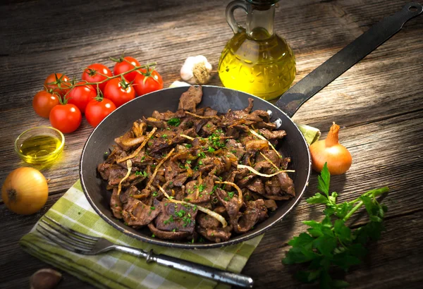 Grilled Liver with Onions — Stock Photo, Image