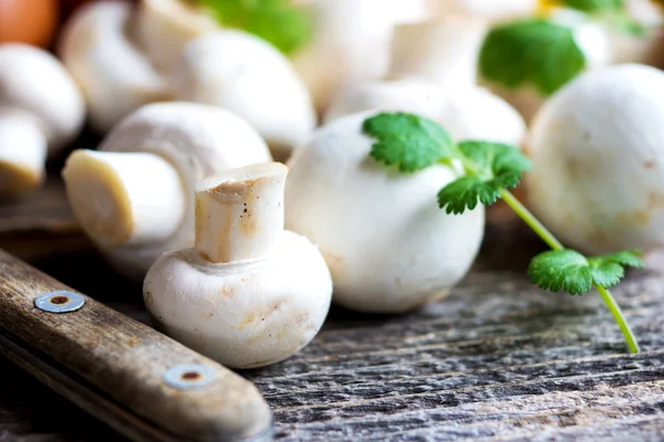 Ingredientes para ovos mexidos com cogumelos — Fotografia de Stock