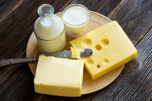 Fresh homemade dairy products — Stock Photo, Image