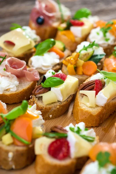 Variety delicious  canapes — Stock Photo, Image