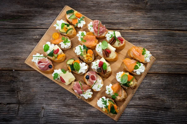Variety delicious  canapes — Stock Photo, Image