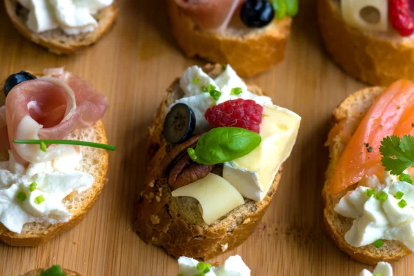 Variety delicious  canapes — Stock Photo, Image