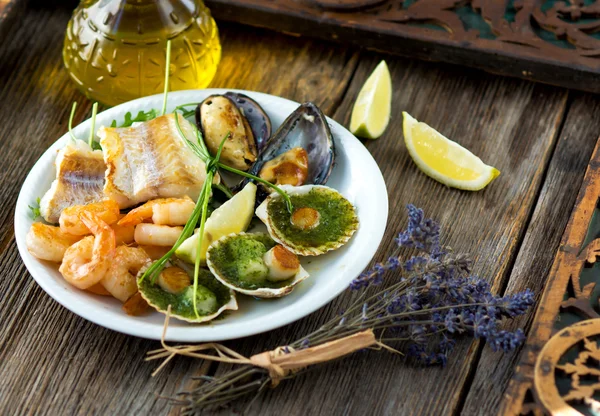 Plate with sea food — Stock Photo, Image