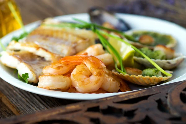 Plate with sea food — Stock Photo, Image