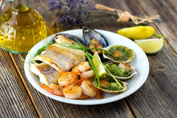 Plate with sea food — Stock Photo, Image