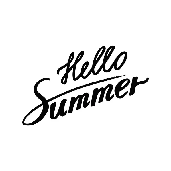 Hola verano: texto vectorial escrito a mano . — Vector de stock