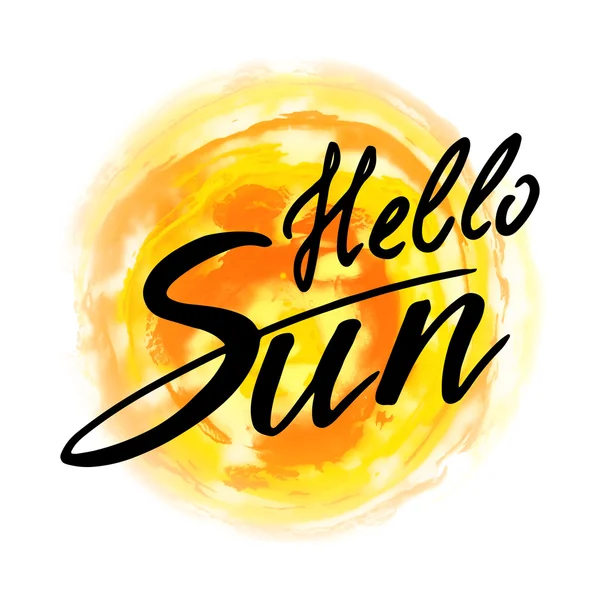 Hello Sun: testo vettoriale scritto a mano . — Vettoriale Stock