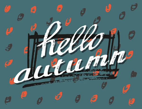 Hello Autumn. Lettering background. — Stock Vector