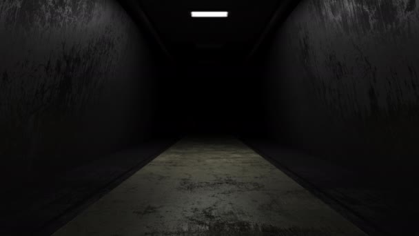 Pasillo Oscuro Con Lámparas Iluminación Luces Neón Brillantes Interior Futurista — Vídeo de stock