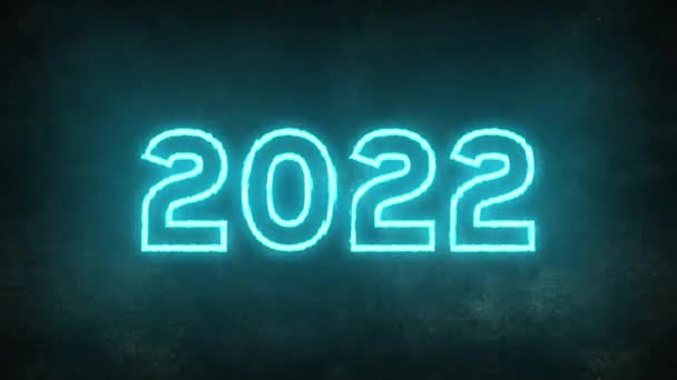 2022 Lampada Neon Scintillante Numero Del Prossimo Anno Muro Cemento — Video Stock