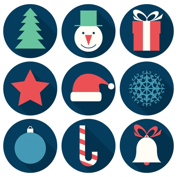 Iconos planos de Navidad — Vector de stock