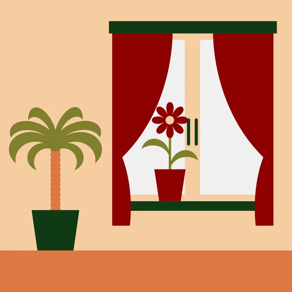 Intérieur de la chambre avec fenêtre — Image vectorielle