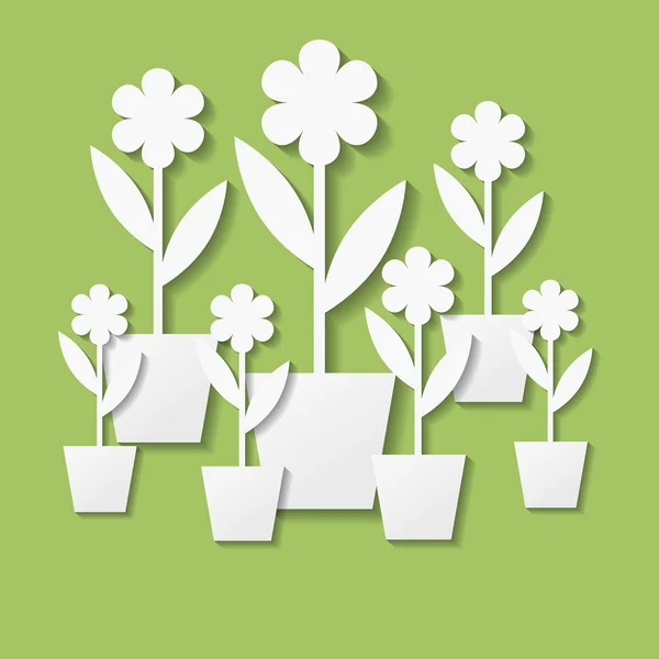 Flores de papel blanco — Vector de stock