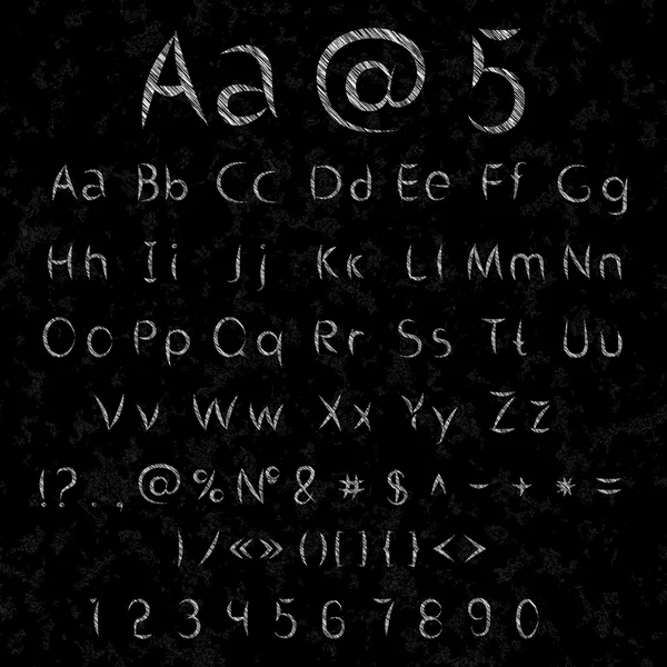 Vektör tebeşir alfabe ve numaralar — Stok Vektör
