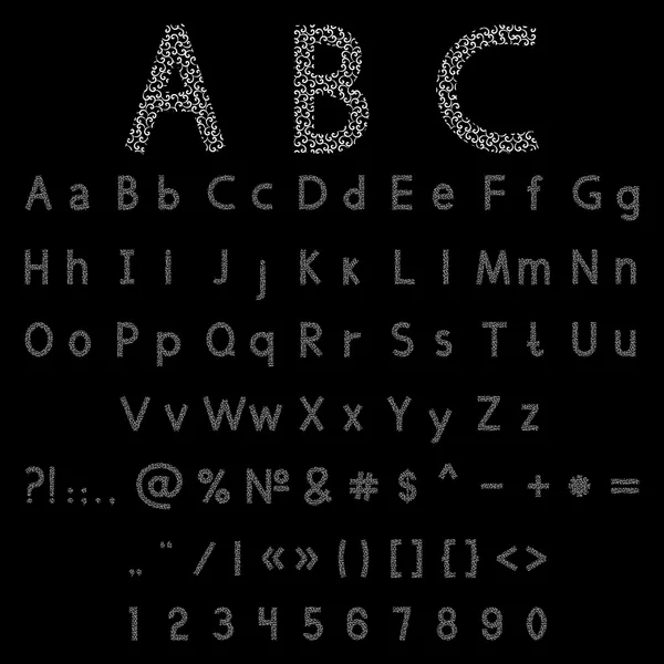Alfabeto vectorial y números — Archivo Imágenes Vectoriales
