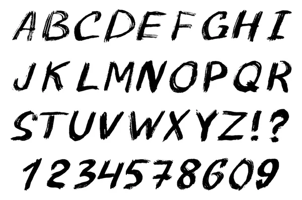 벡터 손으로 그린된 글꼴: 알파벳 및 숫자 — 스톡 벡터
