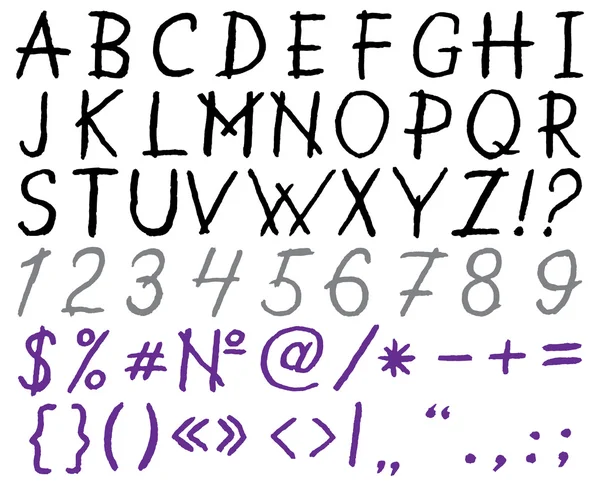 Fuente dibujada a mano vectorial: alfabeto y números — Archivo Imágenes Vectoriales