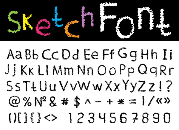 Vektor-Schriftart: Alphabet und Zahlen — Stockvektor