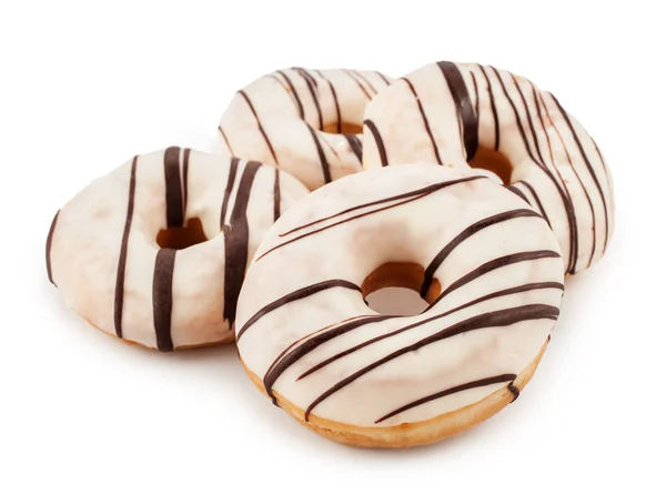Deliciosos donuts isolados em fundo branco — Fotografia de Stock