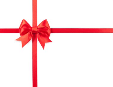 Kırmızı yay ve beyaz arka plan üzerinde izole şerit