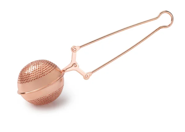 Copper Ball Tea Infuser Isolated White Background — Stock Photo, Image