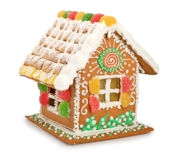 Christmas Gingerbread House Isolated White Background — Stock Photo, Image