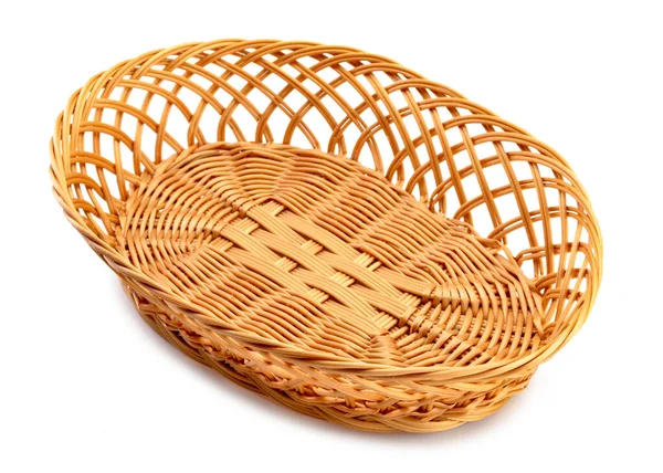 Empty bread wicker basket isolated on white background — Stock Photo, Image