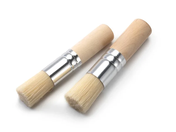 Set wooden brush for stencil isolated on white background. — Stock Photo, Image