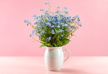Forget me not on pink background.