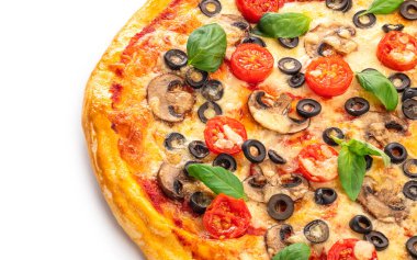 Beyaz arka plan üzerinde güzel İtalyan pizza.