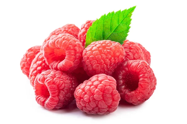 Bunch Red Raspberry White Background — Stock Photo, Image